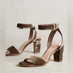Anthropologie Charlotte Stone Velvet Heels Size 9